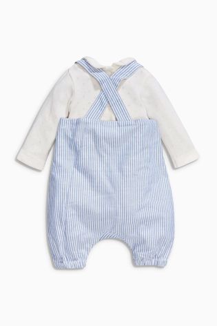 Blue/Ecru Dungarees and Bodysuit Set (0mths-2yrs)